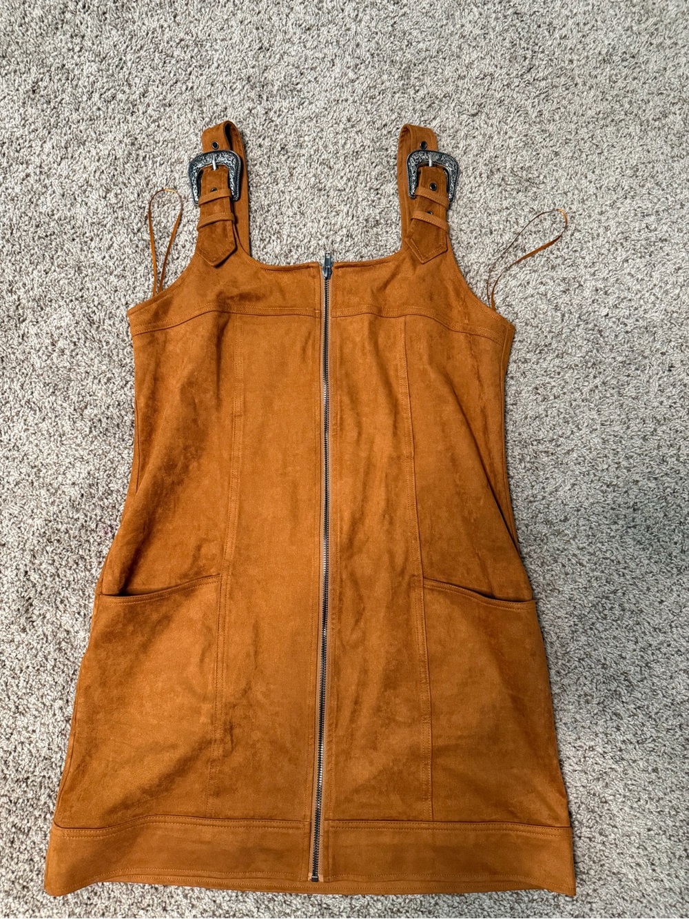 Women’s Sueded Buckle Strap Dress in Rust